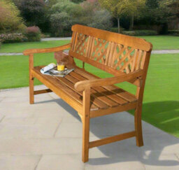 Modcraft 3 Seater Outdoor Wooden Garden Bench , Hardwood, W146Cm - thumbnail 3
