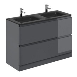 Plum&clay Marvel Gloss Dark Grey Floor Standing Bathroom Vanity Unit With Grey Glass Basin (W)1200mm - thumbnail 2