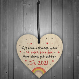 Red Ocean 2020 Christmas Tree Decoration New Year Gifts Wood Heart Lockdown Quarantine Gifts - thumbnail 2