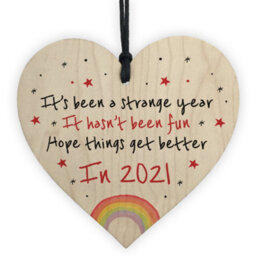 Red Ocean 2020 Christmas Tree Decoration New Year Gifts Wood Heart Lockdown Quarantine Gifts - thumbnail 1