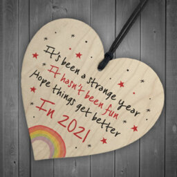 Red Ocean 2020 Christmas Tree Decoration New Year Gifts Wood Heart Lockdown Quarantine Gifts - thumbnail 6