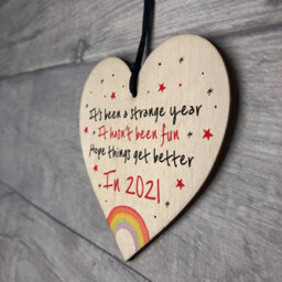 Red Ocean 2020 Christmas Tree Decoration New Year Gifts Wood Heart Lockdown Quarantine Gifts - thumbnail 7