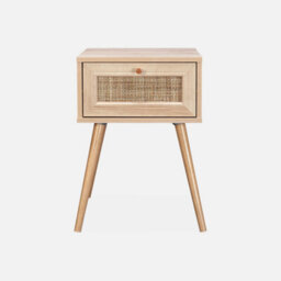 Sweeek - Woven Rattan Bedside Table With Drawer Boheme Natural 39X39X55.4 Cm - thumbnail 2