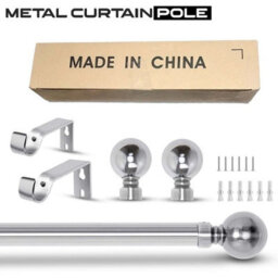 Ameha Plain Metal Ball Extendable Curtain Pole Adjustable Curtain Rod,60 mm Finials,rings,brackets(160-300 Cm, Chrome) - thumbnail 8