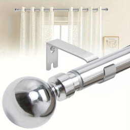 Ameha Plain Metal Ball Extendable Curtain Pole Adjustable Curtain Rod,60 mm Finials,rings,brackets(160-300 Cm, Chrome) - thumbnail 9