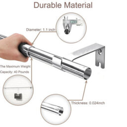 Ameha Plain Metal Ball Extendable Curtain Pole Adjustable Curtain Rod,60 mm Finials,rings,brackets(160-300 Cm, Chrome) - thumbnail 6