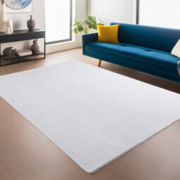 Snuggly Washable Low Pile Living Room Area Rug  Anti Slip Felt Backing Snow White 80 X 120 Cm (Rectangular)