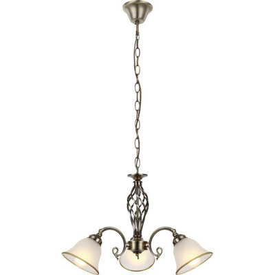 Luminosa Lighting Luminosa Odin Multi Arm Pendant Ceiling Light Old Brass Satined Glass Shade 3X E27 - image 1