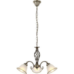 Luminosa Lighting Luminosa Odin Multi Arm Pendant Ceiling Light Old Brass Satined Glass Shade 3X E27 - thumbnail 1