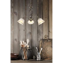 Luminosa Lighting Luminosa Odin Multi Arm Pendant Ceiling Light Old Brass Satined Glass Shade 3X E27 - thumbnail 2