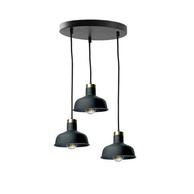 Luminosa Lighting Luminosa Hebe Cluster Pendant Ceiling Light Black, Gold 3X E27 - image 1