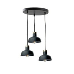 Luminosa Lighting Luminosa Hebe Cluster Pendant Ceiling Light Black, Gold 3X E27 - thumbnail 1