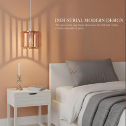 2 Pack Rose Gold Pendant Light Shades Round Cage Metal Ceiling Lamp Fixtures For Indoor Lighting - thumbnail 3