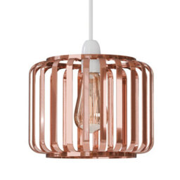 2 Pack Rose Gold Pendant Light Shades Round Cage Metal Ceiling Lamp Fixtures For Indoor Lighting - thumbnail 4