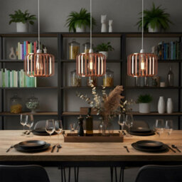 2 Pack Rose Gold Pendant Light Shades Round Cage Metal Ceiling Lamp Fixtures For Indoor Lighting - thumbnail 6