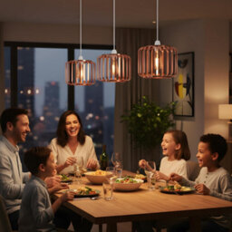 2 Pack Rose Gold Pendant Light Shades Round Cage Metal Ceiling Lamp Fixtures For Indoor Lighting - thumbnail 5
