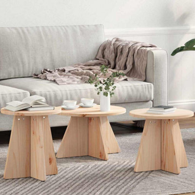 Berkfield Coffee Table 3 Pcs Natural Solid Pine Wood - image 1
