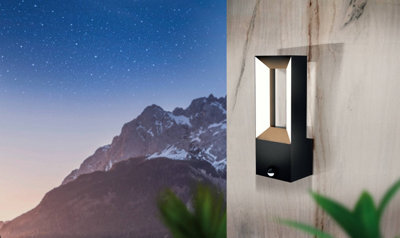 Eglo Riforano Black Metal Integrated Led Ip44 Outdoor Wall Light, (D) 11Cm - image 1