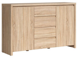 Arte Kaspian 144Cm Sideboard In Sonoma Oak, Modern 2 Door 4 Drawer Storage Cabinet - thumbnail 2