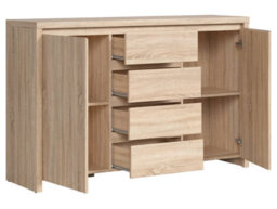 Arte Kaspian 144Cm Sideboard In Sonoma Oak, Modern 2 Door 4 Drawer Storage Cabinet - thumbnail 3