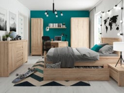 Arte Kaspian 144Cm Sideboard In Sonoma Oak, Modern 2 Door 4 Drawer Storage Cabinet - thumbnail 5