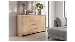 Arte Kaspian 144Cm Sideboard In Sonoma Oak, Modern 2 Door 4 Drawer Storage Cabinet - thumbnail 4