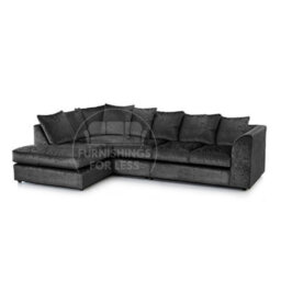 Furnishings For Less UK Crystal Crushed Velvet Fabric 5 Seater L Shaped Corner Sofa  Black Left Hand Facing - Scatter Back - thumbnail 1