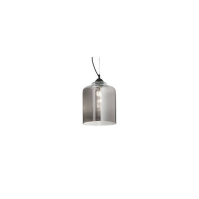 Ideal Lux Bistro 1 Light Dome Ceiling Pendant Black, Smokey Grey, Glass Square, E27