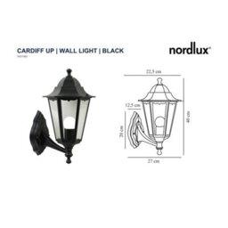 Nordlux Cardiff Outdoor Aluminium Wall Light Weatherproof Black,mains - thumbnail 3