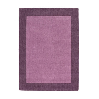 Modern Mauve Rug, Bordered Rug, 25mm Thickness Wool Rug, Bordered Wool Rug For Bedroom, & Dining Room-120Cm X 170Cm - image 1