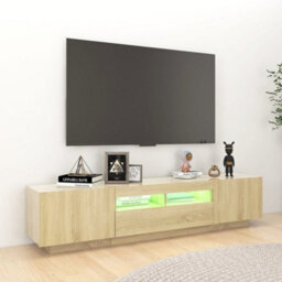 Berkfield Tv Cabinet With Led Lights Sonoma Oak 180X35X40 Cm - thumbnail 3