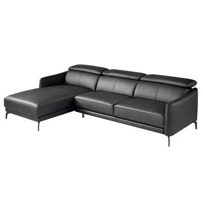 Angel Cerda Stylish Left Chaise Longue Sofa In Black Leather - image 1