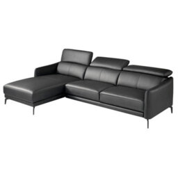 Angel Cerda Stylish Left Chaise Longue Sofa In Black Leather - thumbnail 6