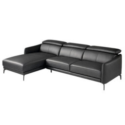Angel Cerda Stylish Left Chaise Longue Sofa In Black Leather - thumbnail 1