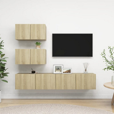 Berkfield 4 Piece Tv Cabinet Set Sonoma Oak Engineered Wood - image 1