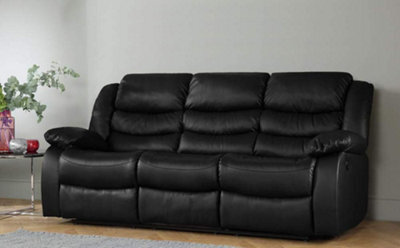 3 Seat Black Recliner Sofa Leather Bonded Reclining Sofa Suite Sofas Chair D Pro T Homeware