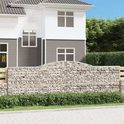 Berkfield Arched Gabion Baskets 7 Pcs 400X50X120/140 Cm Galvanised Iron - image 1