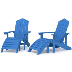 Berkfield Garden Adirondack Chairs 2 Pcs With Footstools Hdpe Aqua Blue - thumbnail 2