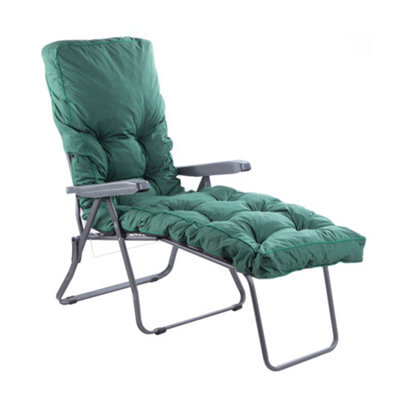 Alfresia Sun Lounger, Charcoal Frame With Green Classic Cushion - image 1