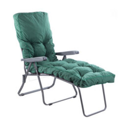 Alfresia Sun Lounger, Charcoal Frame With Green Classic Cushion - thumbnail 1