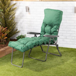 Alfresia Sun Lounger, Charcoal Frame With Green Classic Cushion - thumbnail 2