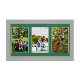AK Frames 40X20Cm Light Grey Modern Multi Photo Frame With Emerald Mount - Holds 3 Apertures (3X) 6X4 Photos - thumbnail 1
