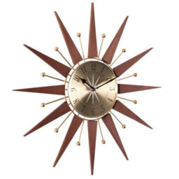 Acctim Wolcott Large Wall Clock Sunburst Quartz Mid-Century Metal & Wooden Spoke Dark Wood 50Cm - thumbnail 3