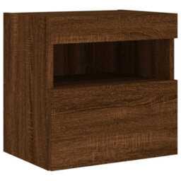 Berkfield Durable Tv Wall Cabinet With Led Lights Brown Oak 40X30X40 Cm - thumbnail 3