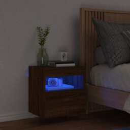 Berkfield Durable Tv Wall Cabinet With Led Lights Brown Oak 40X30X40 Cm - thumbnail 4