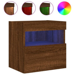 Berkfield Durable Tv Wall Cabinet With Led Lights Brown Oak 40X30X40 Cm