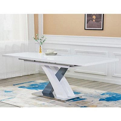 Furniture in Fashion Axara Large Extending Gloss Dining Table In White And Grey - image 1