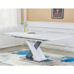 Furniture in Fashion Axara Large Extending Gloss Dining Table In White And Grey - thumbnail 1