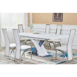 Furniture in Fashion Axara Large Extending Gloss Dining Table In White And Grey - thumbnail 4