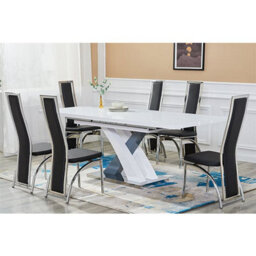 Furniture in Fashion Axara Large Extending Gloss Dining Table In White And Grey - thumbnail 6